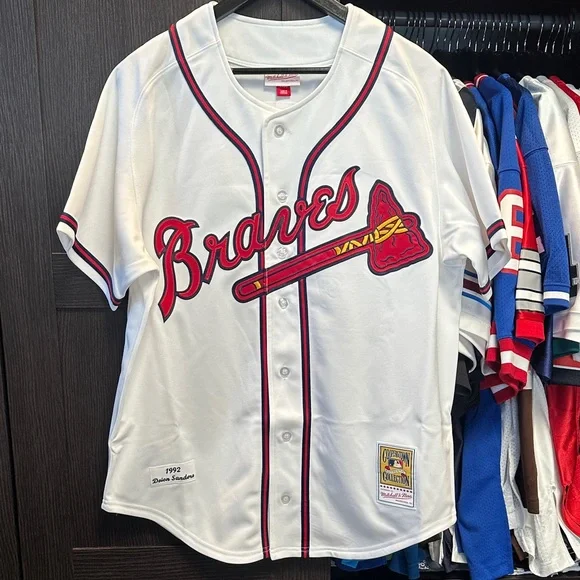 Deion Sanders Atlanta Braves Mitchell & Ness 1992 Authentic Jersey - White - Picture 1 of 7